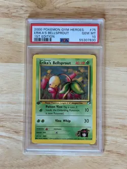 2000 Pokemon Gym Heroes 1st Edition Erika's Bellsprout #75 PSA 10 - Image 1