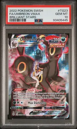 2022 POKEMON SWORD & SHIELD BRILLIANT STARS #TG23 FULL ART/UMBREON VMAX PSA 10 - Image 1