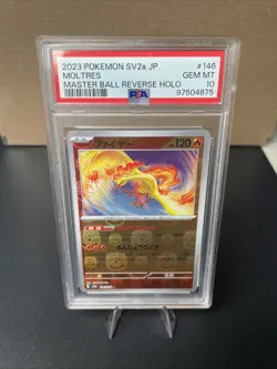 2023 POKEMON JPN SV2A-POKEMON 151 MASTER BALL REVERSE HOLO #146 MOLTRES PSA 10 - Image 1