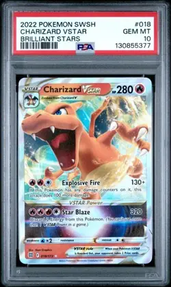 Pokemon TCG Charizard VSTAR PSA 10 Gem Mint 018/172 Brilliant Stars Holo - Image 1