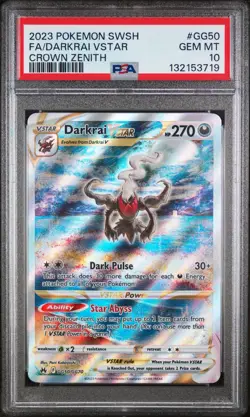 2023 POKEMON SWORD & SHIELD CROWN ZENITH #GG50 FULL ART/DARKRAI VSTAR PSA 10 - Image 1