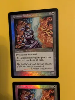 Crimson Acolyte x2 Cleric INVASION. FOIL MTG 2 Card. Shooting star - Image 4