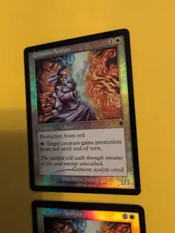 Crimson Acolyte x2 Cleric INVASION. FOIL MTG 2 Card. Shooting star - Image 5