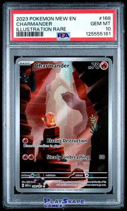 Pokemon Card PSA 10 Charmander 168/165 151 Illustration Art Rare IR English 2023 - Image 1
