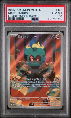 2025 POKEMON MEG EN-MEGA EVOLUTION 146 MARSHADOW ILLUSTRATION RARE PSA 10 - Image 1