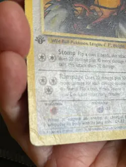 POKEMON TAUROS 47/64 1st EDITION UNCOMMON JUNGLE SET MP CARD - Image 3