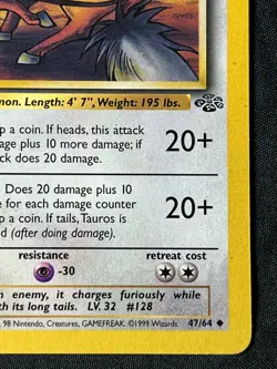 Pokemon TCG 1999 Tauros Jungle 47/64 1st Edition WotC Moderately Played MP - Image 4