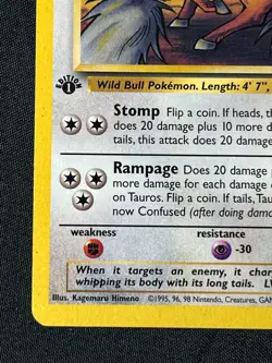 Pokemon TCG 1999 Tauros Jungle 47/64 1st Edition WotC Moderately Played MP - Image 5