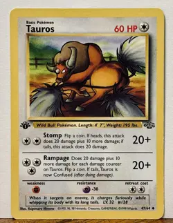 Tauros 1st Ed Pokemon Jungle Set 47/64 & Japanese Tauros #128 Cards NEVER PLAYED - Image 3