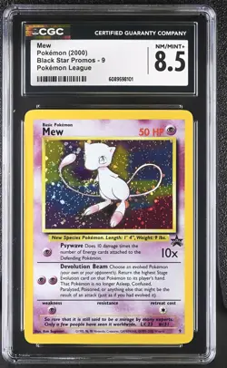 CGC 8.5 Mew 2000 Black Star Promos 9 Holo SWIRL Pokemon Card - Image 1