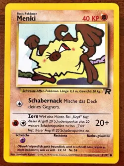 2000 Pokemon Team Rocket [GERMAN] Mankey (Menki) 61/82 VINTAGE MP MODERATE PLAY - Image 1