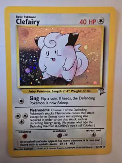Pokemon TCG Clefairy #6/130 Holo Rare Unlimited Edition Base Set 2 MP SWIRL - Image 1