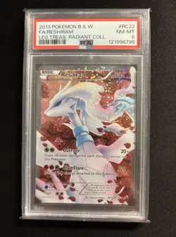 2013 POKEMON B&W LEGEND TREASURES RADIANT COLL #RC22 FULL ART/RESHIRAM PSA 8 - Image 1