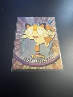 Meowth #52 Chrome Holo Foil Starburst Rare Pokemon 1999 Topps Card TV Animation - Image 1