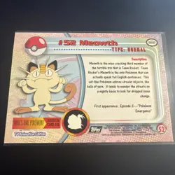 Meowth #52 Chrome Holo Foil Starburst Rare Pokemon 1999 Topps Card TV Animation - Image 2