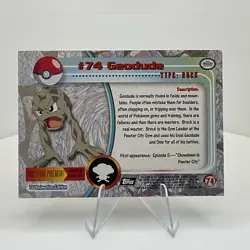 Geodude #74 Textured Holo Foil, Vintage 1999 Topps Pokemon TV Animation Edition - Image 2