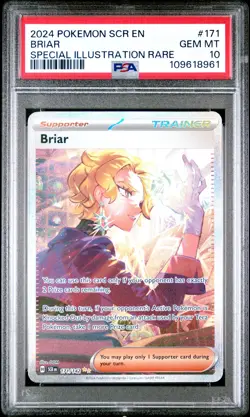 2024 POKEMON SCR EN-STELLAR CROWN SPECIAL ILLUSTRATION RARE #171 BRIAR PSA 10 - Image 1
