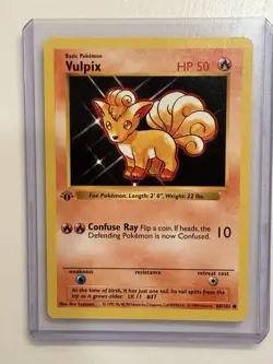 1st Edition Shadowless Vulpix 68/102 Base Set Pokemon Card - Image 1