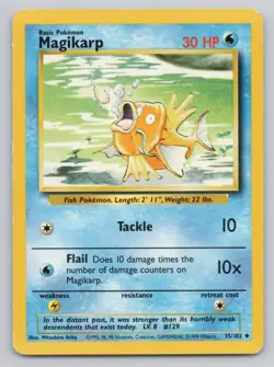 Pokemon TCG Magikarp Base Set 35/102 Regular Unlimited Uncommon - Image 1