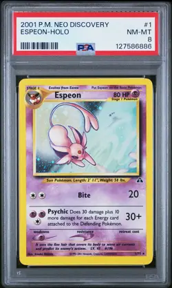 2001 POKEMON NEO DISCOVERY #1 ESPEON-HOLO PSA 8 - Image 1