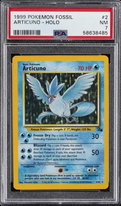 1999 POKEMON FOSSIL #2 ARTICUNO-HOLO PSA 7 - Image 1