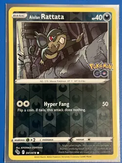 Alolan Rattata - 041/078 - Common - Reverse Holo NM Pokemon Go + Card Saver - Image 1