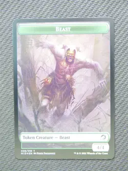 Beast and Zombie Foil Token - Innistrad Midnight Hunt Cards - Mtg Card #3HE - Image 1