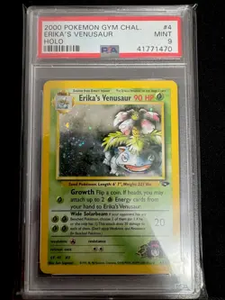 Pokemon TCG Erika's Venusaur Gym Challenge Holo Card 4/132 PSA 9 Mint Swirl - Image 1