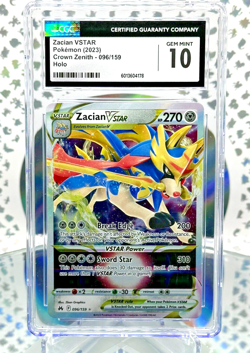 CGC 10 Zacian VSTAR 096/159 Crown Zenith Full Art Double Rare Pokemon Card - Image 1