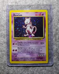 Pokemon Mewtwo TCG 1999 Holographic Base Set Card Unlimited Rare 10/102 - Image 1