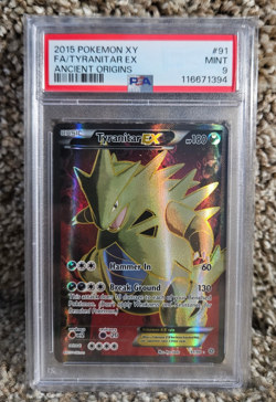 2015 Pokemon Tyranitar EX Full Art 91/98 XY - Ancient Origins Holo PSA 9 - Image 1