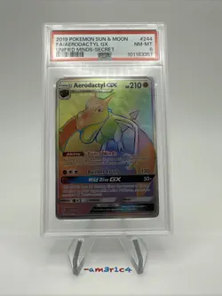 PSA 8 Aerodactyl GX 244/236 - 2019 Pokemon Unified Minds Secret Rare - Image 1