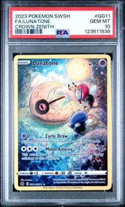 PSA 10 Gem Mint Lunatone GG11/GG70 2023 Pokemon English Crown Zenith - Image 1