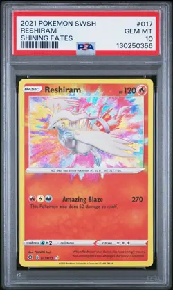 2021 Pokemon SWSH Shining Fates #017 Reshiram - Amazing Rare PSA 10 - Image 1