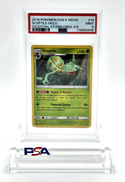 2018 Pokemon Sun & Moon Sceptile Holo Celestial Storm Cracked Ice 10/168 PSA 9 - Image 1