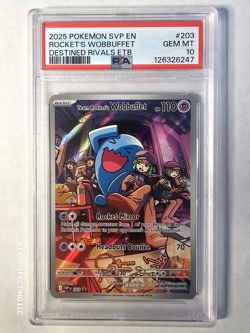 2025 Pokemon S&V Destined Rivals Rocket's Wobbuffet #203 PSA 10 GEM MT - Image 1