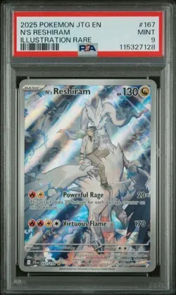 2025 Pokemon Jtg En-Journey Together Illustration Rare N's Reshiram #167 PSA 9 - Image 1
