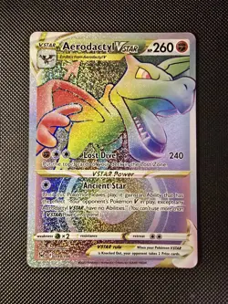 Pokemon TCG: Aerodactyl VSTAR 199/196 Lost Origin Holo Rainbow Secret Rare NM - Image 1