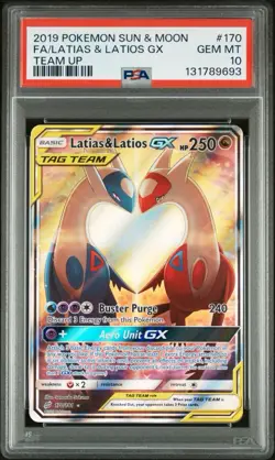 2019 Pokemon Team Up Latias & Latios GX #170 PSA 10 Alt Art - Image 1