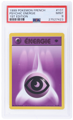 1999 Pokemon Base Set French Psychic Energy 1st Edition #101 PSA 9 - Image 1