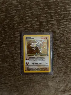 Pokemon TCG Hitmonlee Fossil Holo Card 7/62 Unlimited Rare, LP-NM Condition - Image 1