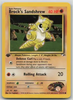 Pokemon Card 1st Edition Brock's Sandshrew (71) Common Gym Heroes 071/132 LP/NM - Image 1