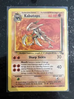 Pokemon TCG Kabutops Fossil Card 24/62 Unlimited Rare NM Condition - Image 1