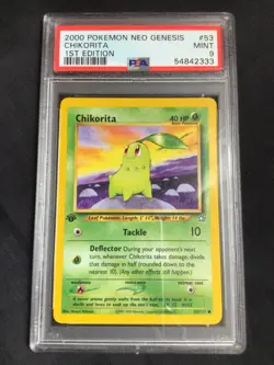 Pokemon Cards: 1st Edition Neo Genesis Common: Chikorita 53/111: PSA 9 - Image 1
