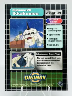 Ikkakumon Digimon Animated Series 1 Exclusive Preview Holo Stamped Card #27 - Image 2