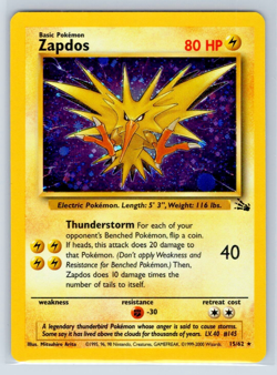 Zapdos #15/62 - COSMOS Fossil - Holo - LP Lightly Played Pokemon - Image 1