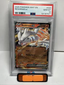2025 POKEMON WHITE FLARE EN RESHIRAM ex #020 💎 PSA 10 - Image 1