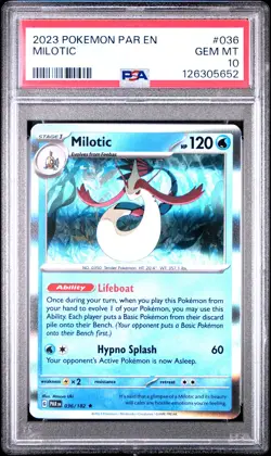2023 POKEMON PAR EN-PARADOX RIFT #036 MILOTIC PSA 10 - Image 1