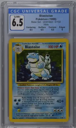 Vintage WOTC Pokemon Blastoise 1999 Base Set #2/102 CGC 6.5 Holo Subgrades Rare - Image 3