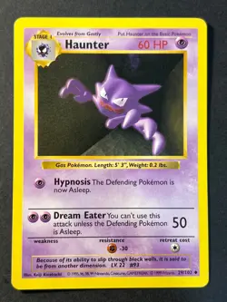 Haunter 29/102 Shadowless Rare Base Set - Pokemon Card WOTC Near Mint - Image 1